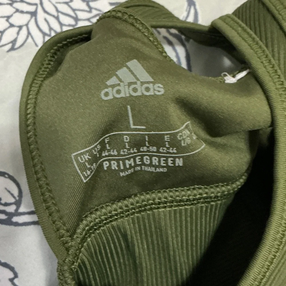 Adidas Olive Green Workout Top - Picture 3 of 3